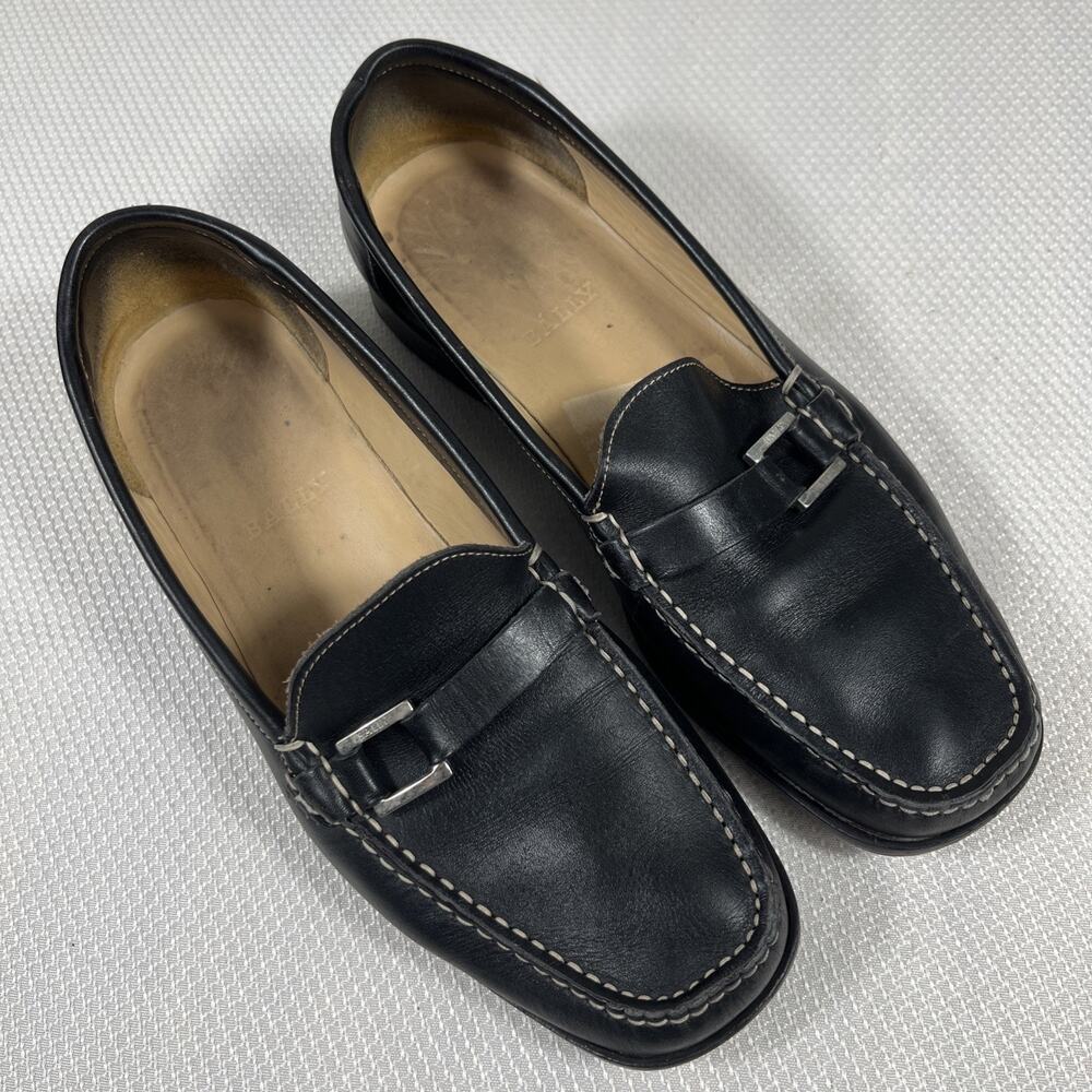 Bally Women's Loafers US 6.5 /EU 37 Leather slip on Flat BLACK